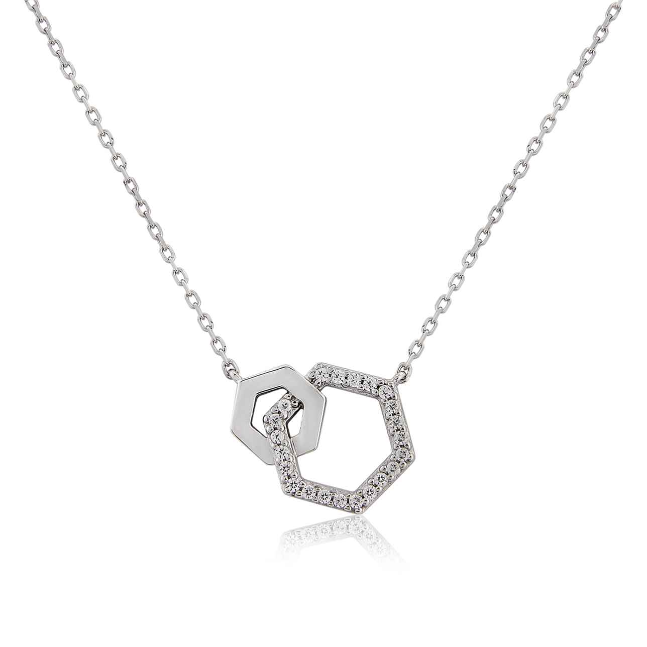 Sterling Silver Double Hexagon Pendant
