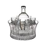 Waterford Lismore Diamond Vodka Set with Chill Bowl, Shot Glasses & Silver Insert